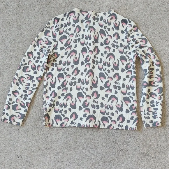 VGUC J. Crew off-white, grey, and pink animal print button front cardigan - Picture 5 of 6